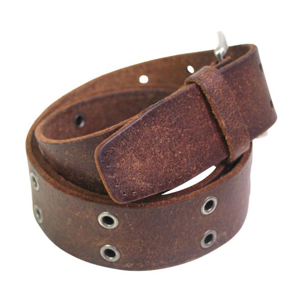 STUDS BROWN GENUINE LEATHER 1 1/2"Wd CASUAL DRESS WOMEN'S BELT Sz M (G3 - Picture 5 of 12